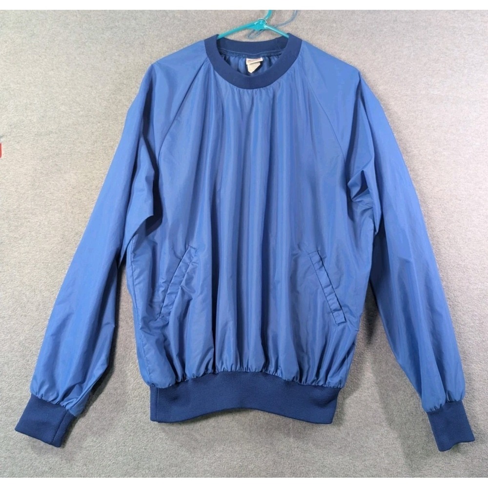 VTG 90s BIKE USA Blue Pullover Windbreaker Jacket L Preppy Golf Tennis Minimal